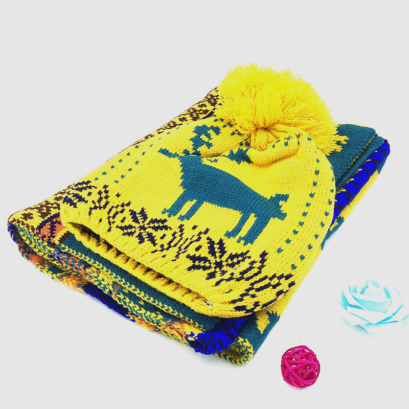 Hat and scarf dual-purpose knitted set, winter outdoor hat set, warm jacquard knitted cap manufacturer wholesale pic 16