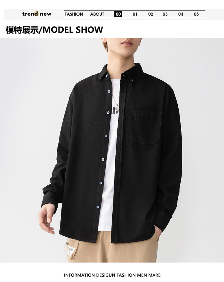 牛仔衬衫长袖男士帅气复古工装衬衣薄款日系休闲牛仔衣外套男款潮详情23