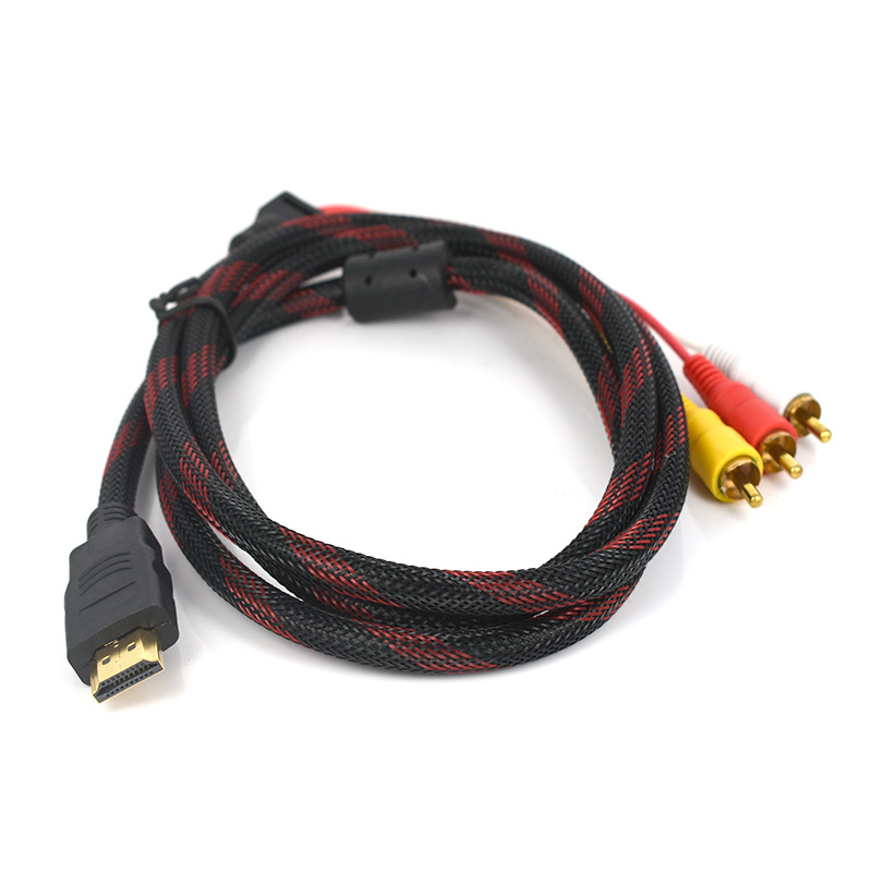 HDMI转3RCA红白黄色差线 HDMI转AV 电视机机顶盒连接线镀金1.5米高清连接线详情2