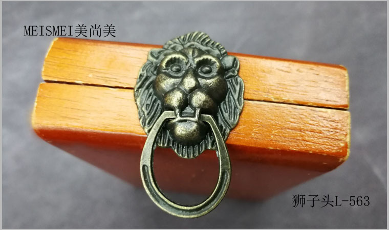 29*48mm alloy door handle, antique bronze lion head handle, cabinet door handle, home decoration hardware handle pic 7