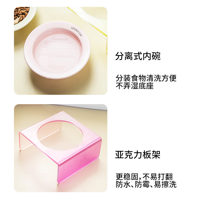 Wholesale of flying saucer pet bowls, ceramic dog and cat bowls without black chins, cat and dog food bowls, drinking water and slow food bowls pic 12