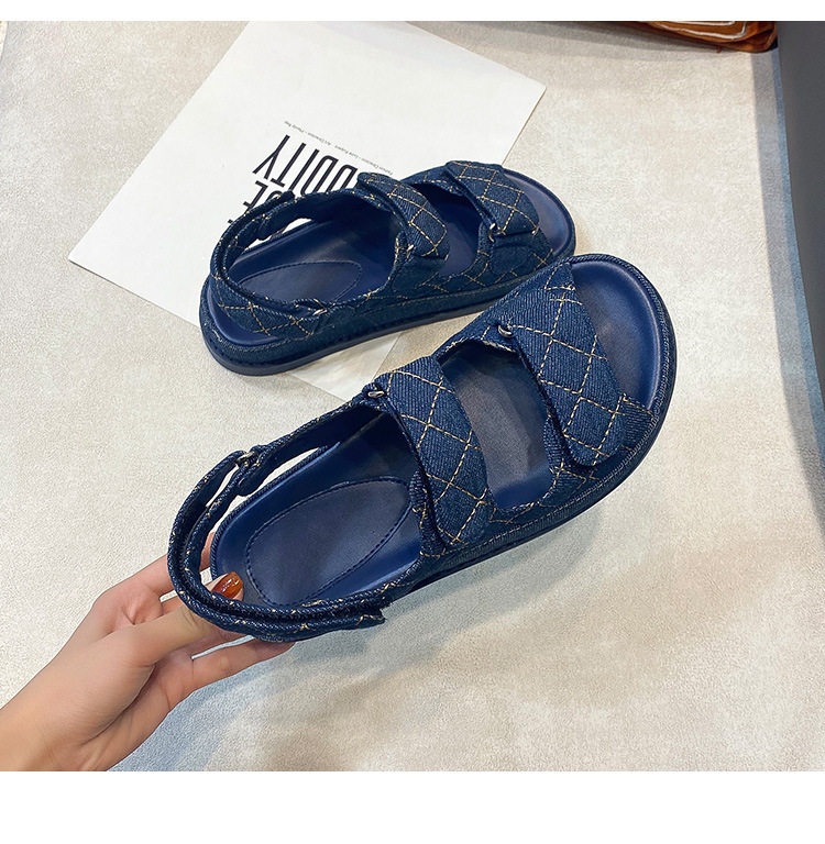 2024夏季新款小香风魔术贴厚底休闲运动凉鞋百搭平底沙滩罗马女鞋详情22