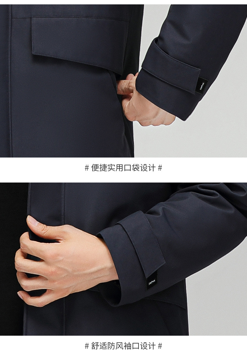 羽绒服男中长款90鹅绒潮牌外套2022冬新款商务加厚可拆内胆工装服详情24