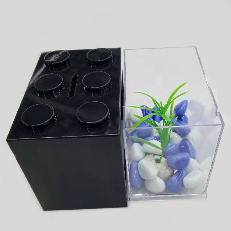 水族塑料鱼缸积木小款六色桌面造景鱼缸透明摆件小鱼生态缸详情33