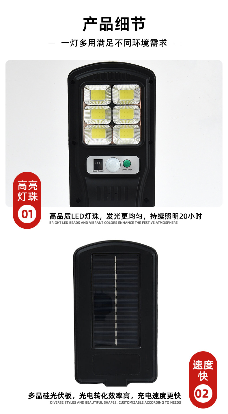 Solar integrated street lamp, human body sensor garden light strip, remote control outdoor wall lamp, rural waterproof garden lamp, cross-border pic 5