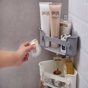 新款三角浴室置物架卫生间厨房壁挂免打孔无痕收纳架洗手台收纳 Wholesale garbage bag storage box, non-perforated wall-mounted shopping bag storage box, large-capacity plastic bag storage wonder pic 4