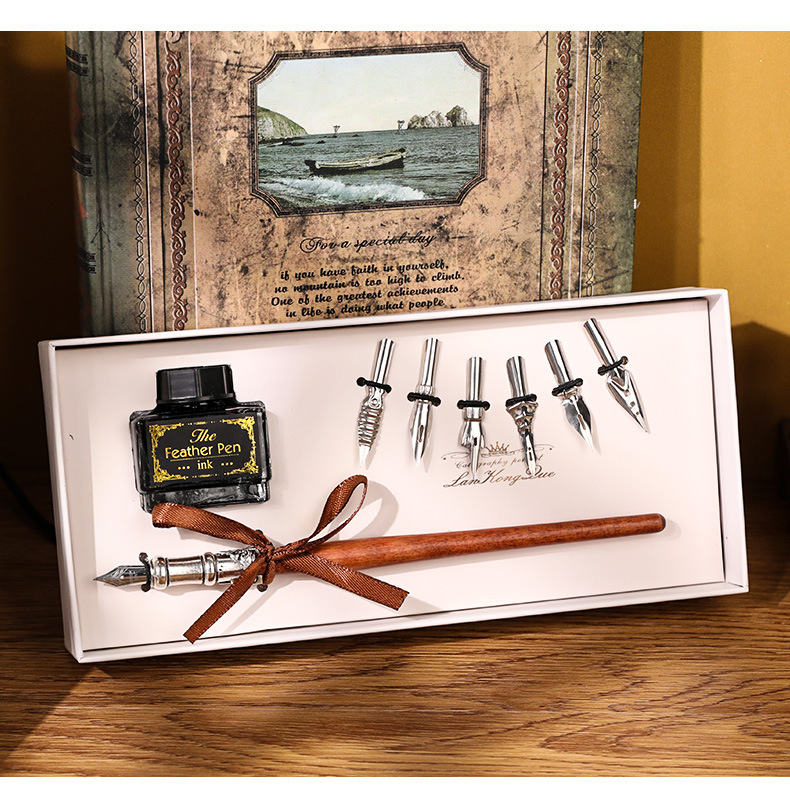 欧式木杆书法笔培训班初学者礼品套装 木杆单支礼品 钢笔造型笔尖详情11