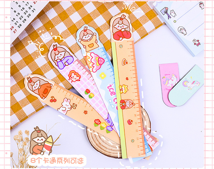 可爱卡通直尺创意ins风15厘米学生用男生女生学习用测量绘画尺子详情13