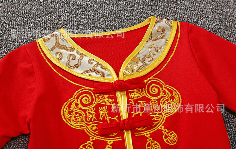 Baby one-month one-piece suit, 100-day first birthday dress, Chinese-style baby boy and spring and summer festive first birthday Tang suit for girls pic 5