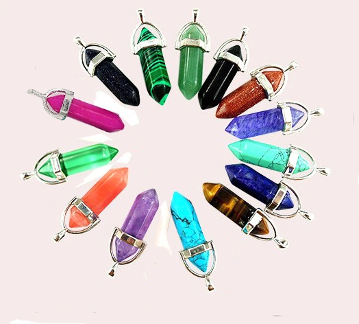 天然石吊坠 6角柱吊坠 金沙蓝沙紫晶吊坠 石头挂坠 6角柱天然石详情1