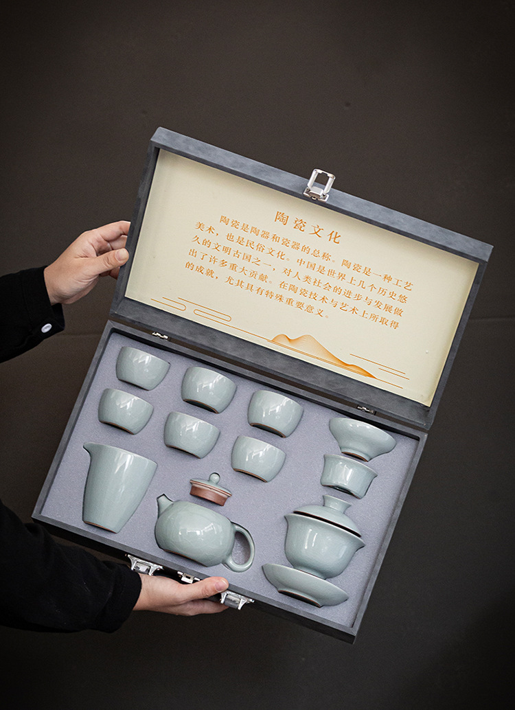 哥窑茶具活动礼品公司套装功夫盖碗茶杯一整套一件代发高档礼盒装详情25