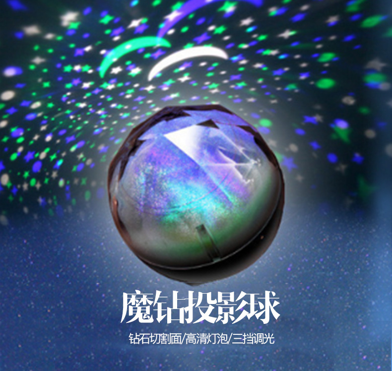 彩色魔钻投影灯梦幻宇宙星空灯智能旋转LED小夜灯创意USB灯详情1
