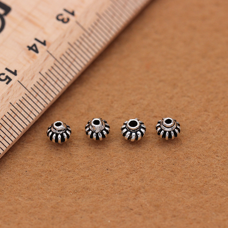 S925银灯笼隔珠DIY手工隔珠手链配件素银唯美麻花扁珠详情9