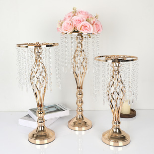 European-style golden crystal candlesticks, cross-border home decoration ornaments, ironwork candlesticks, wedding and candlelight dinner props pic 4