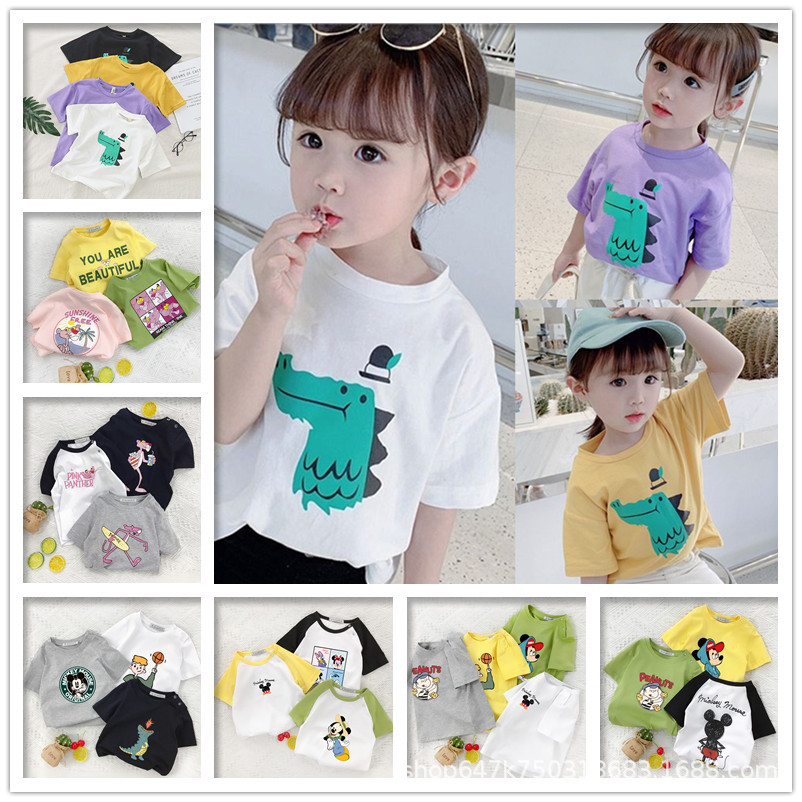 童装短袖t恤2024新款时髦中小童女孩夏装体恤衫儿童夏季童装上衣详情2