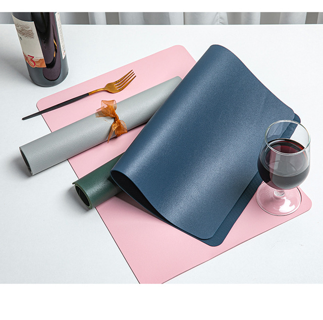 Creative Nordic-style square anti-slip bottom leather placemats, waterproof and oil-proof Western-style heat insulation pads, household heat-resistant pads pic 19