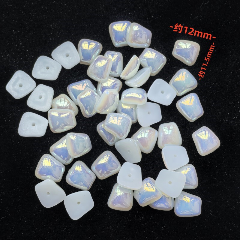 Trapezoidal half-sided AB color UV coating without color fading 11.5*12mm Baroque special-shaped plastic imitation pearl imitation mermaid pic 1
