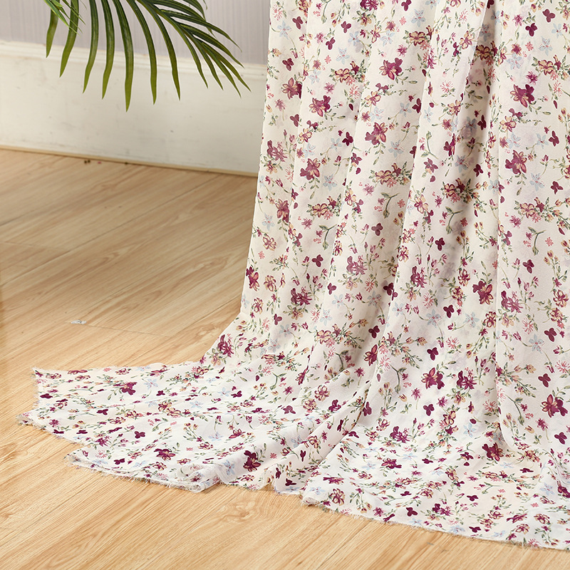 Spring and summer dress: Chiffon polyester chiffon printed fabric 75D high-viscosity printed small floral pattern fabric pic 19