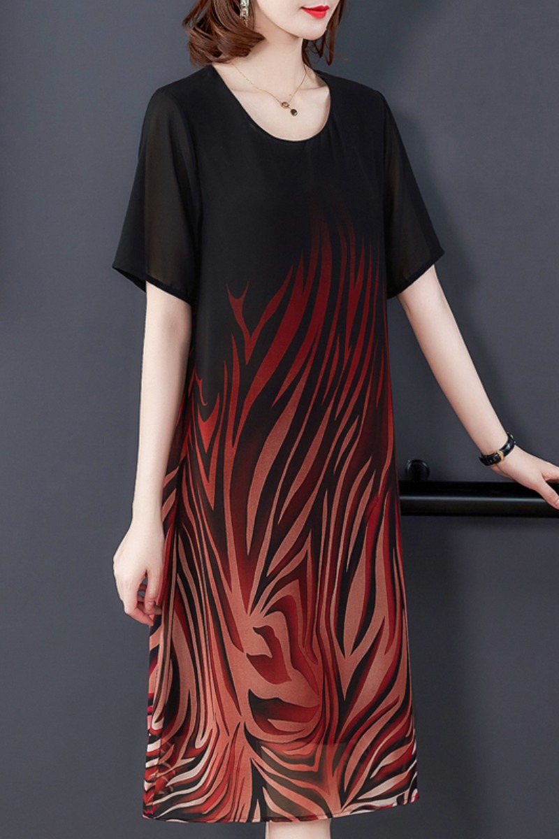 2021新品中老年妈妈夏装洋气香云纱连衣裙女贵夫人清爽冰丝裙子潮详情7