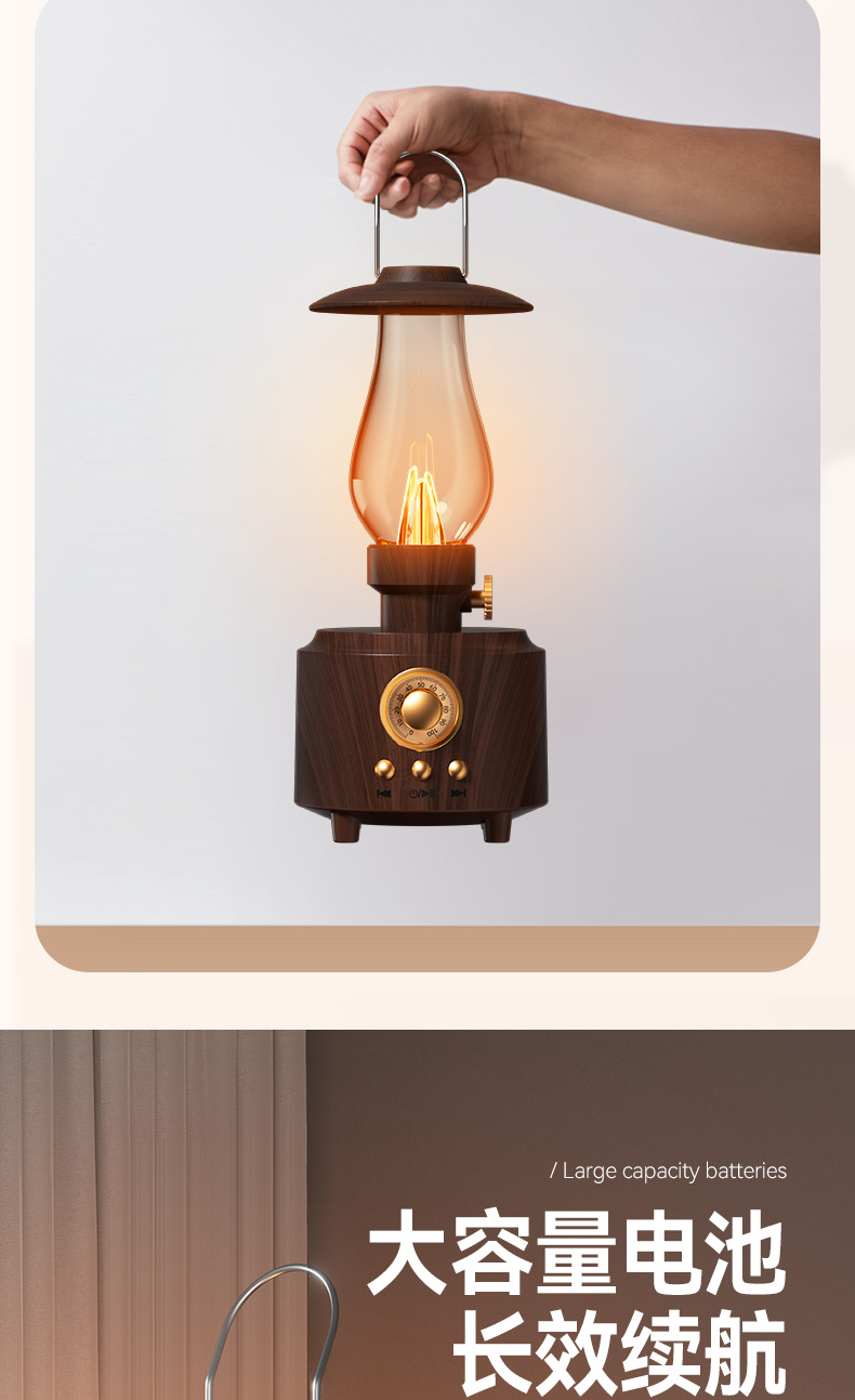 Cross-border kerosene lamp Bluetooth speaker, portable outdoor camping lamp speaker, flame atmosphere night light speaker pic 16