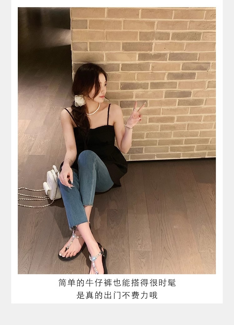 葡萄妈闪闪水钻~罗马风平底绳结百搭夹趾外穿人字拖凉鞋女夏季款详情20