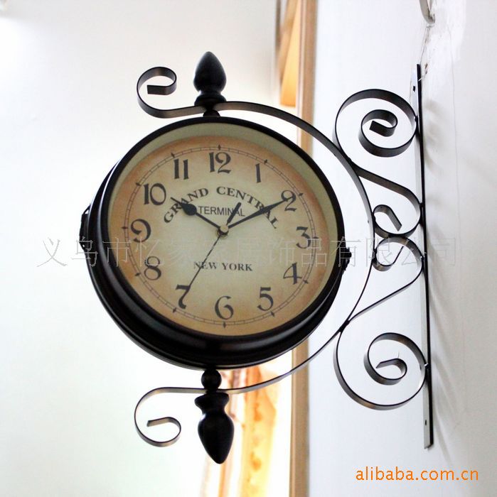 双面挂钟创意美式两面挂表详情10