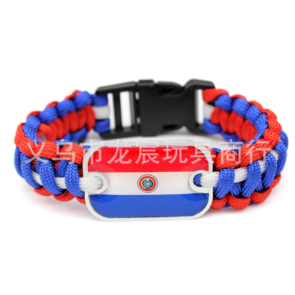 供应圭亚那国旗手链世界各国国旗伞绳编织手链户外救生手镯详情6