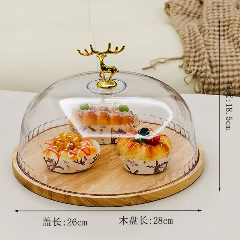 Cake plate with cover, pastry restaurant bread, dessert, fruit tasting, pastry plate, transparent covered bamboo display tray, cake plate with cover, pastry restaurant bread pic 6