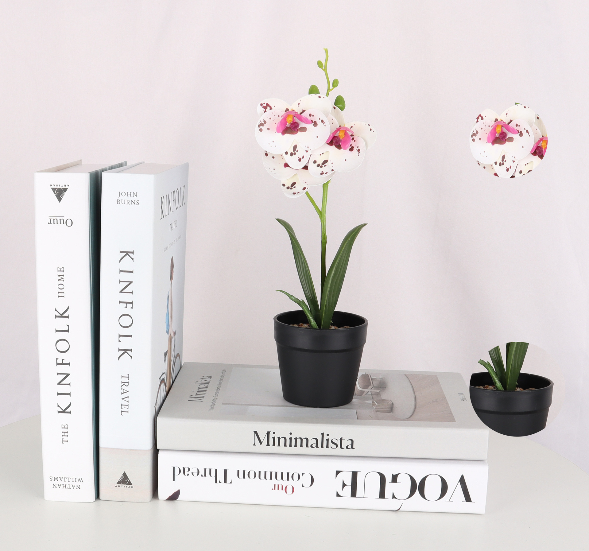 Simulated Phalaenopsis 3-head 2-leaf potted plant/simulated bonsai/simulated flower creative indoor small ornaments/Amazon factory pic 3