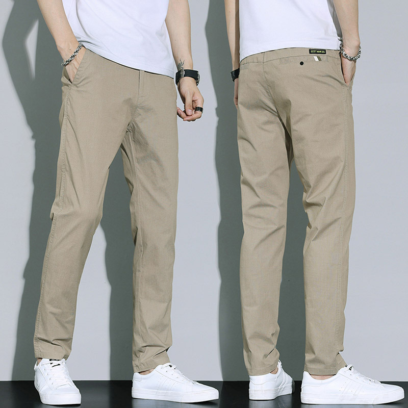 夏季薄款休闲裤男款修身直筒透气弹力冰丝百搭潮流男裤子批发凉感详情6