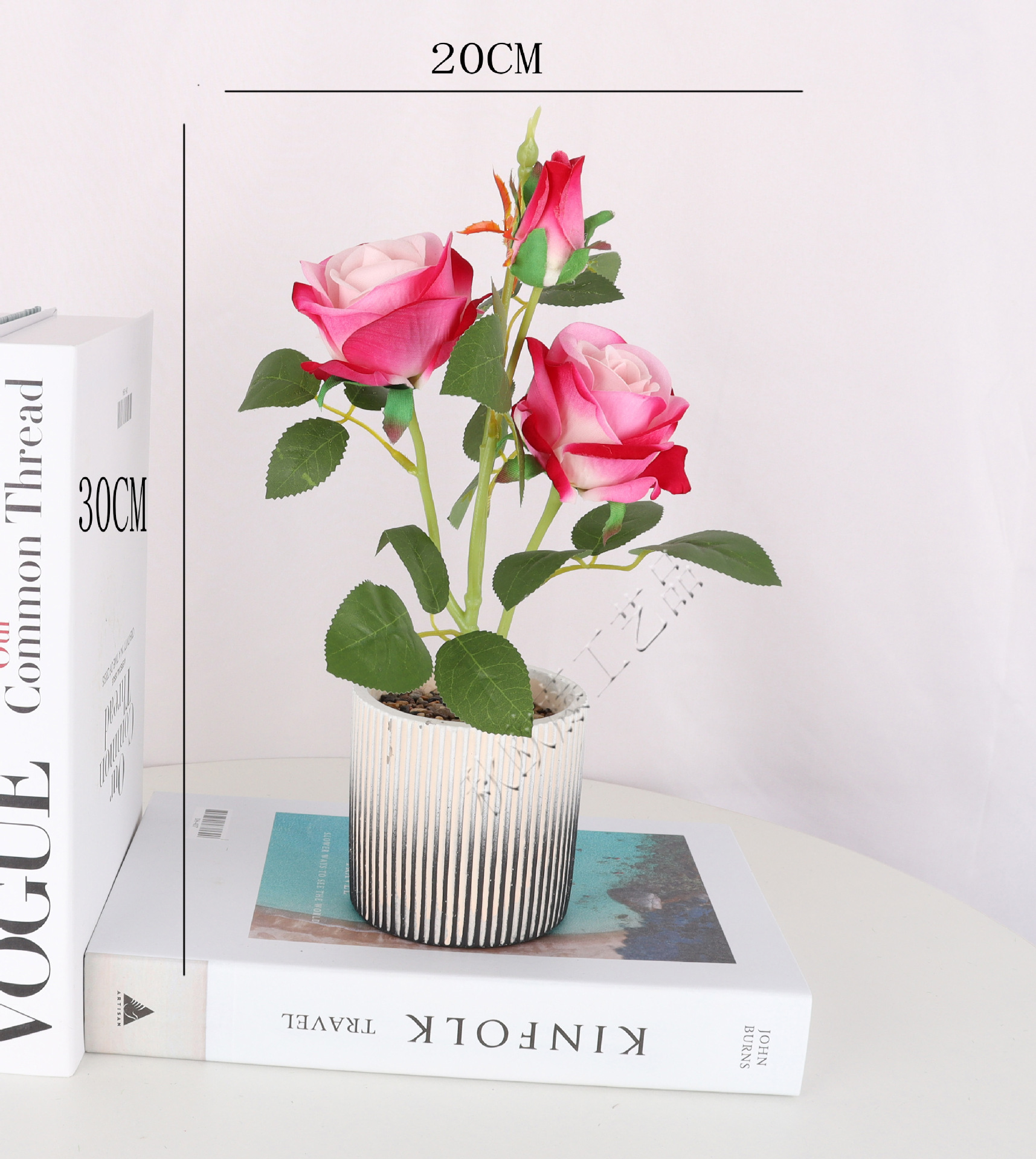 Simulated edged rose three-headed potted plant/simulated bonsai/simulated flower creative interior small ornaments/Amazon Factory pic 4