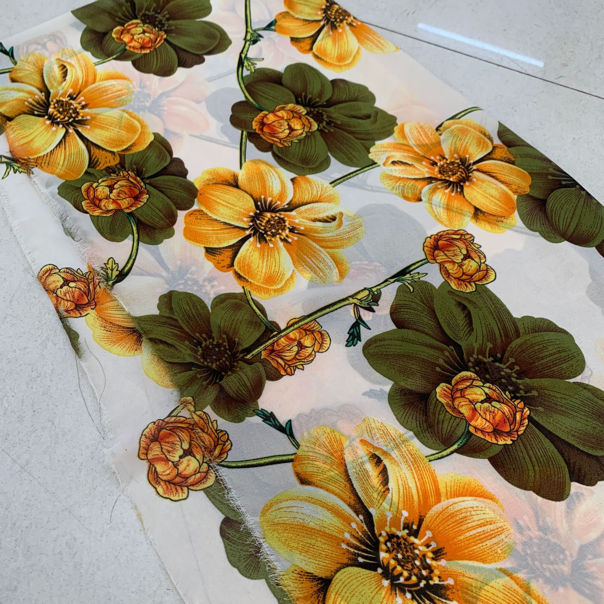 Custom-made pearl chiffon sun protection shawl fabric, polyester woven printed chiffon dress fabric pic 15