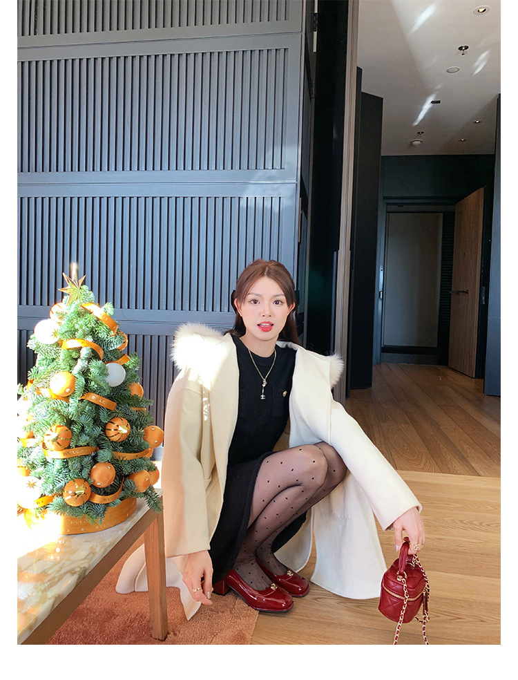 葡萄妈精致山茶花方圆头高跟鞋粗跟增高一脚蹬乐福鞋女鞋2024新款详情42