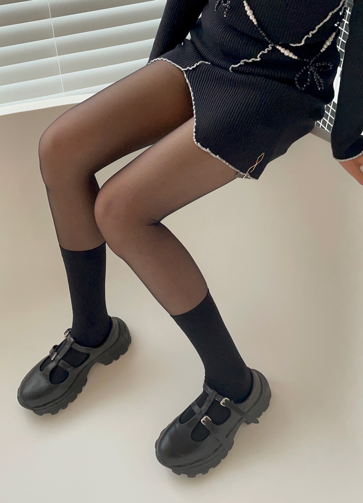 New patchwork stockings, black and white stockings, fake thigh stockings, sweet and cool fake calf stockings, sexy base stockings, pantyhose for women pic 2