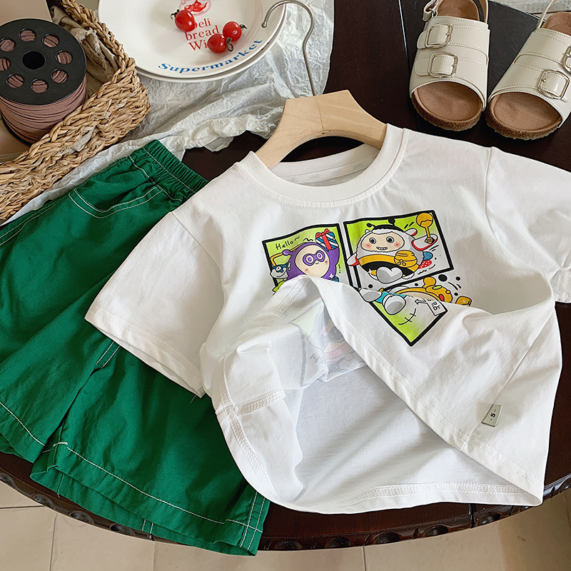Niño camiseta verano 2024 nuevo niño niño korean versión algodón manga corta bebé dibujos animados lindo casual top pic 15