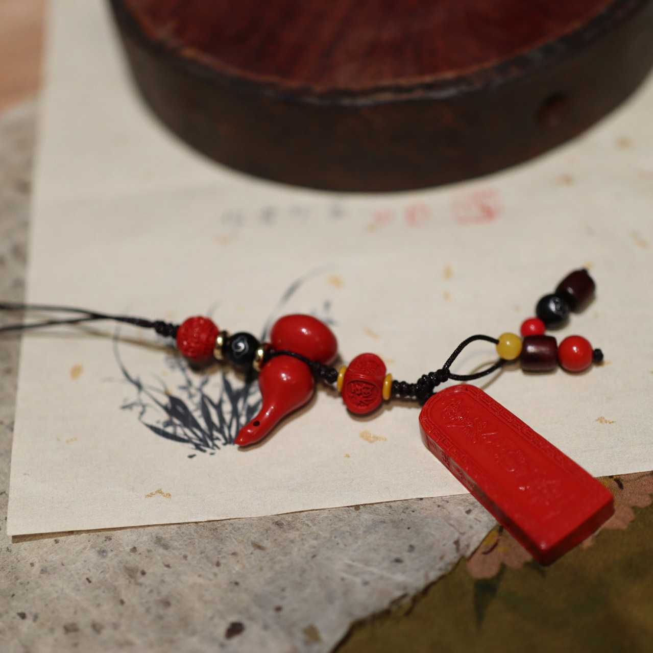 Wholesale of Chinese-style entry and exit peace Emperor sand and cinnabar Fortune gourd car pendants, keys, rearview mirror ornaments pic 21