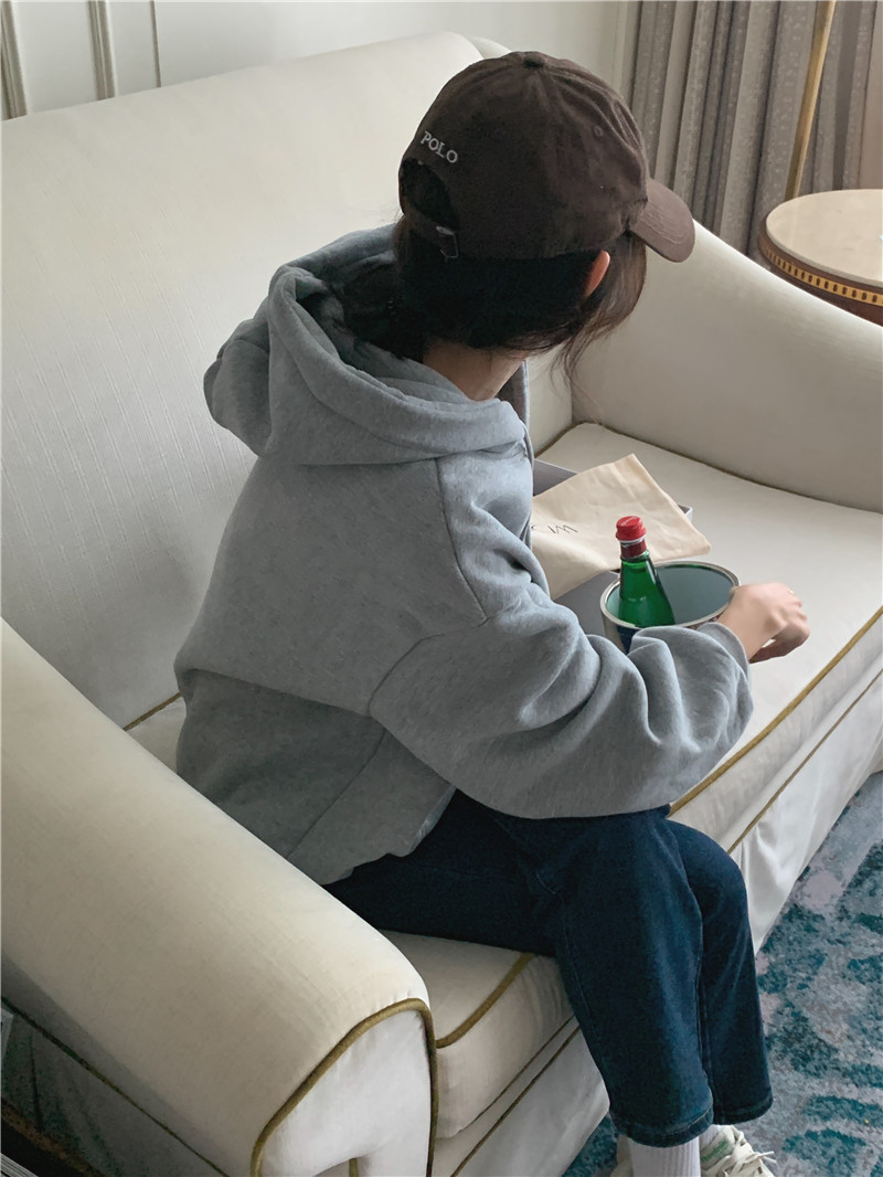 Letter-printed pullover with fleece hooded sweatshirt for women 2023 autumn/Winter new style Korean loose and versatile long-sleeved top pic 61