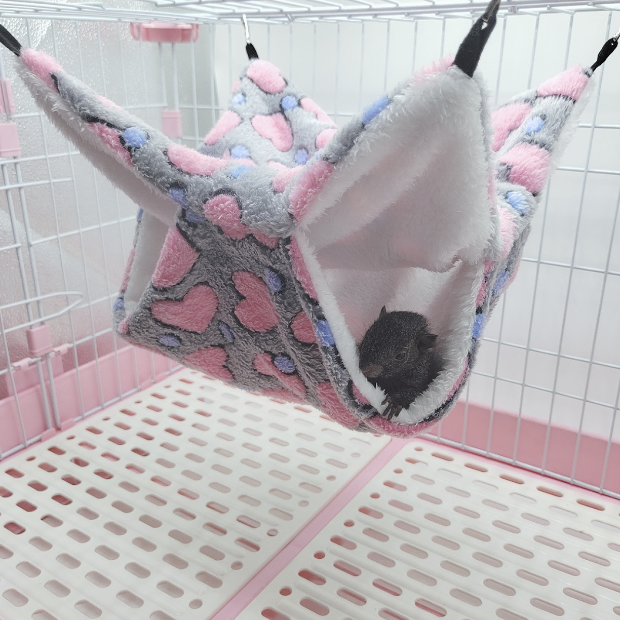 蜜袋鼯保暖双层夹层吊床小宠吊床悬挂式松鼠睡袋宠物用品仓鼠吊床详情9