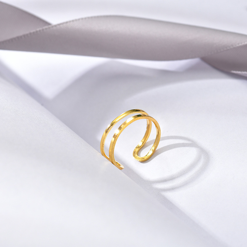 Southeast Asian cross-border ring set: Golden creative hollowed-out, elegant and versatile ring, personalized couple ring combination pic 9
