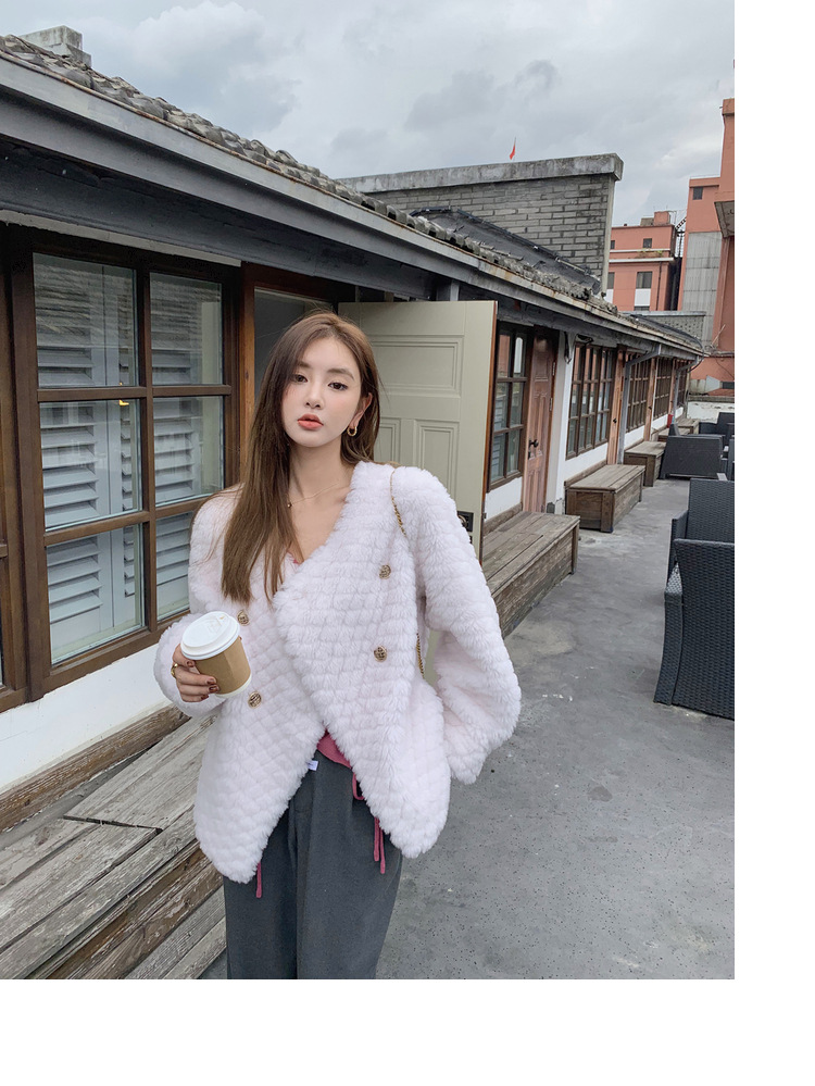 冬季新年羊羔毛皮草短款女网红羊剪绒布加迪全羊毛年轻短外套详情77