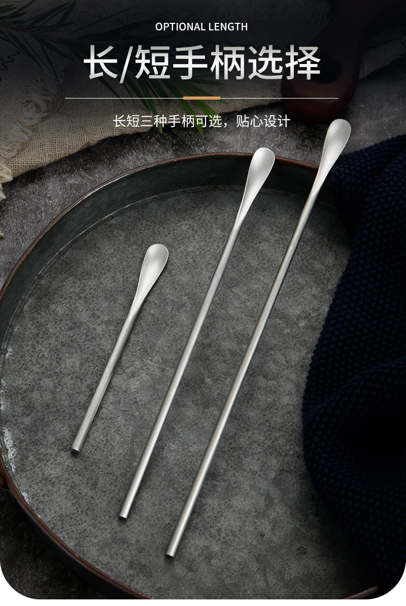 Japanese stainless steel stirring spoon 304, coffee small spoon, long handle, bee dessert ice spoon, stirring rod, cocktail bar pic 4