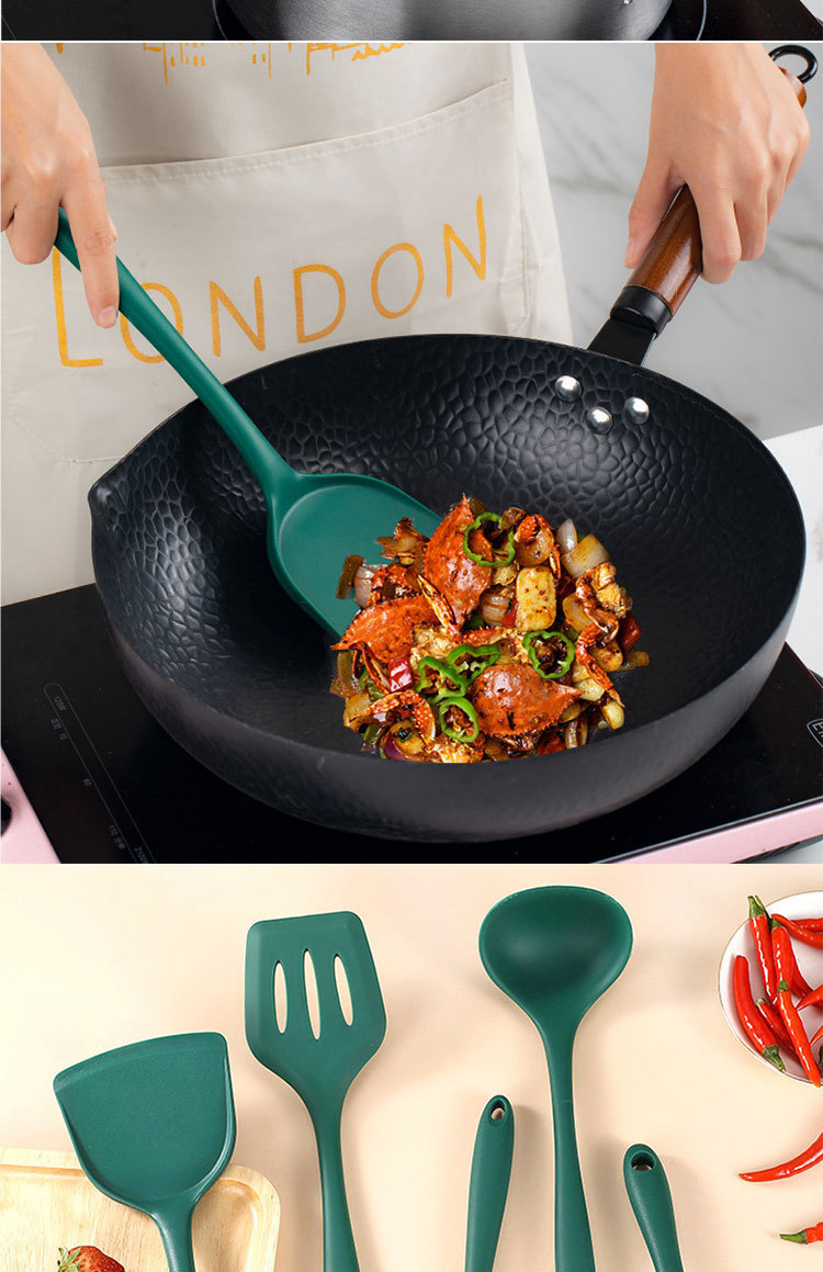 硅胶锅铲食品级耐高温不粘锅专用防烫隔热铲子家用汤漏勺厨具套装详情7