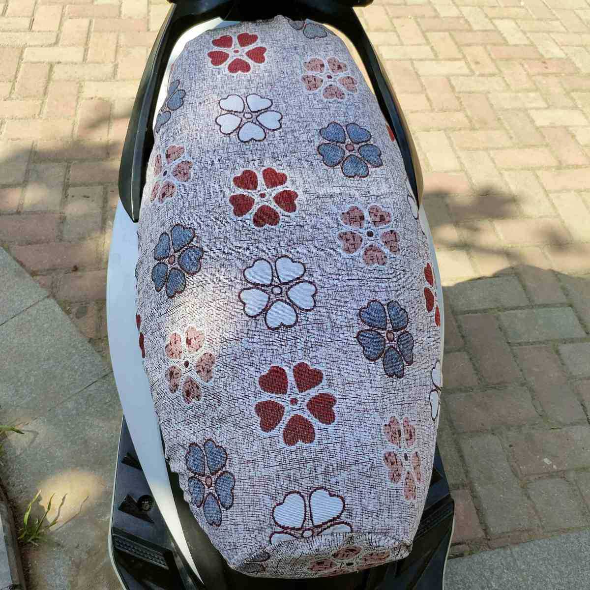四季通用亚麻布踏板电动车座套防晒耐用电瓶车摩托车电车坐套包邮详情9