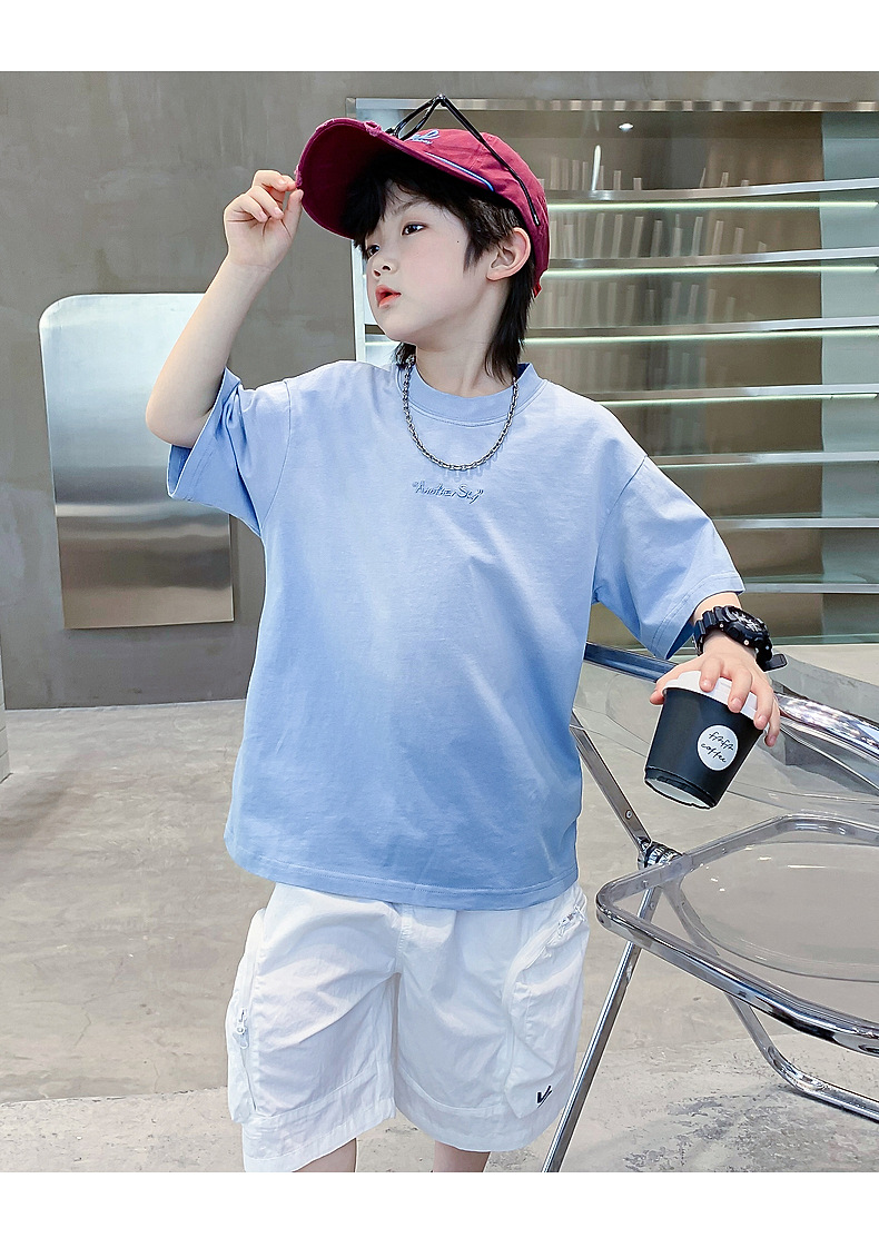 Summer dopamine-gradient short-sleeved T-shirt for boys 2025 New style summer half-sleeved ice-feel top for teenagers and children pic 11