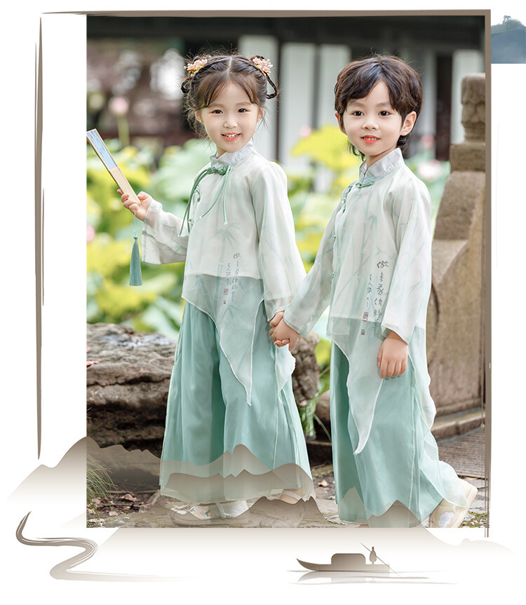 国潮女童汉服春秋款男童古装中国风唐装长袖超仙汉服幼儿园六一演出服详情13