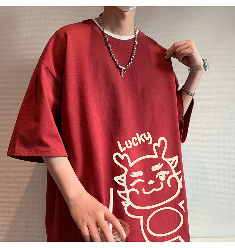 短袖t恤男夏季2024新款卡通印花纯棉半袖宽松潮流情侣休闲体恤衫详情11