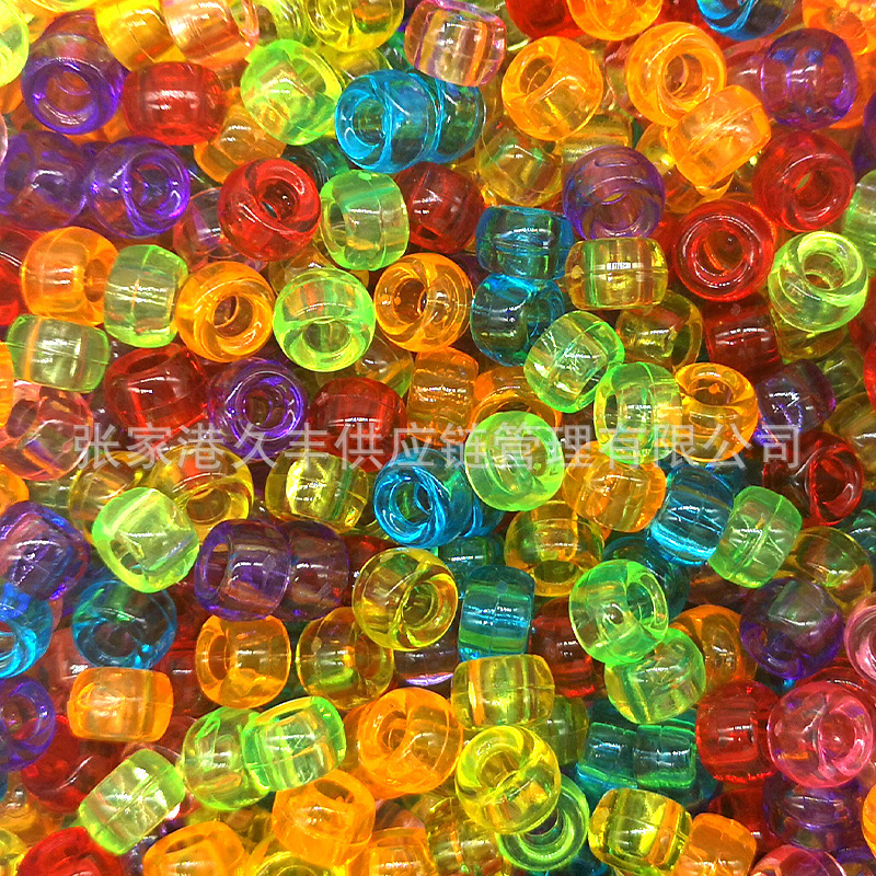 Best-selling pony beads, large-hole beads, colored transparent matte Pony bucket beads, scallion powder plastic DIY dirty braid fake divergent beads pic 7