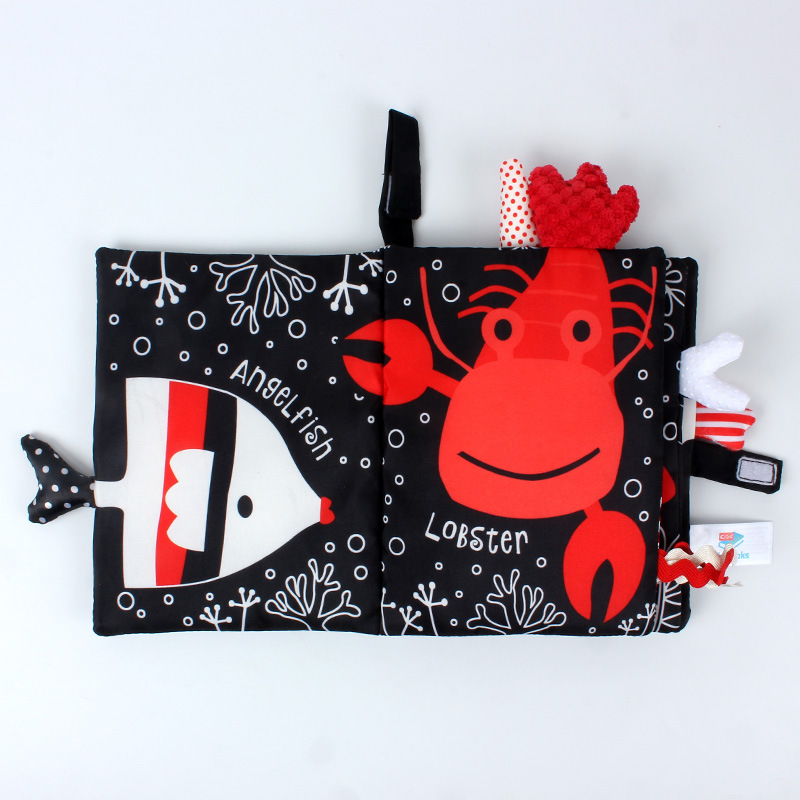 Tail cloth books, toy books, baby cloth books, sound paper enlightenment books, black and white red cloth books pic 7