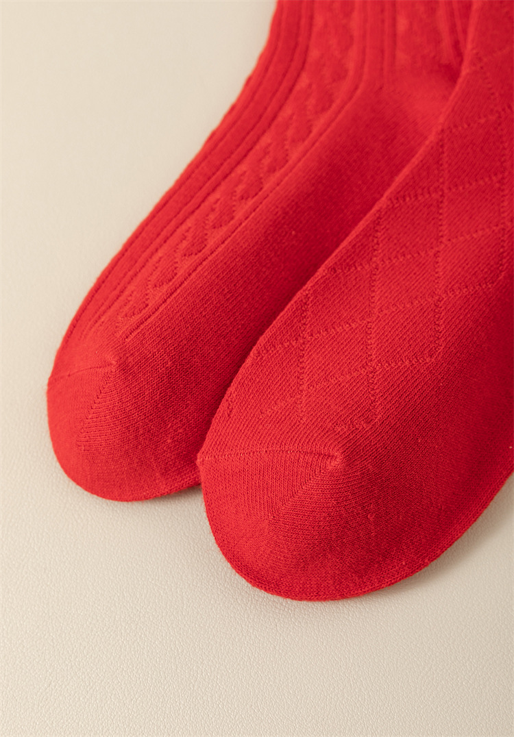 新年大红袜双针麻花中筒袜本命年红色袜子精梳棉喜庆鸿运女袜详情10