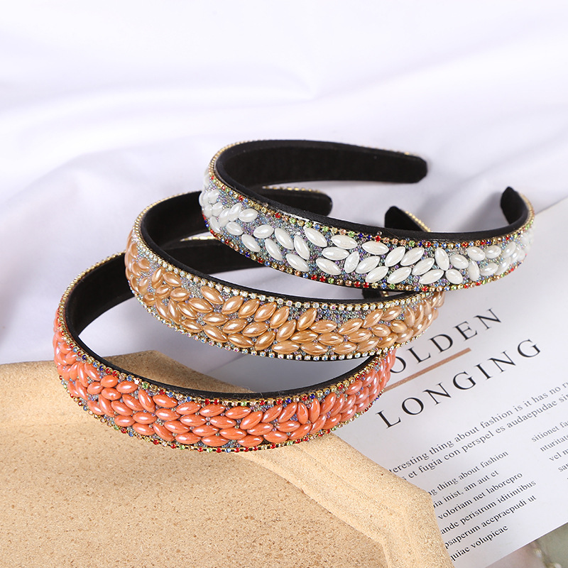 韩版珍珠头箍女士发箍拼接头饰民族风情宽边压发圈百搭发饰多样款式详情19